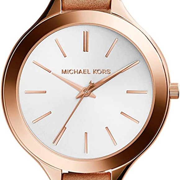 Michael Kors Women's Runaway Beige Leather Watch - Picture 2 of 8